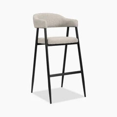 Presley Bar Stool | Speckled Stone Sustainable Boucle & Black