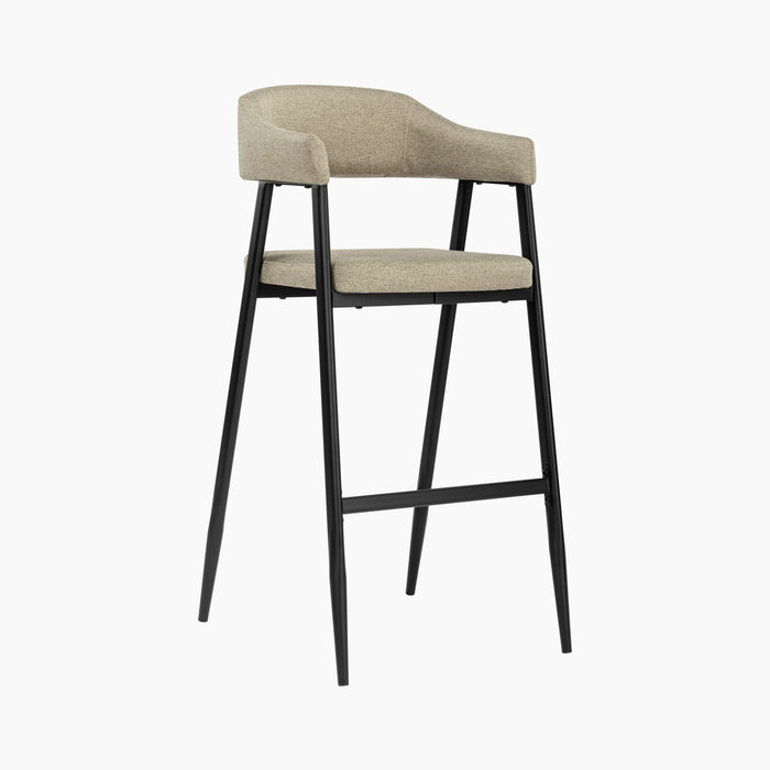 Presley Bar Stool Latte Sustainable Fabric & Black
