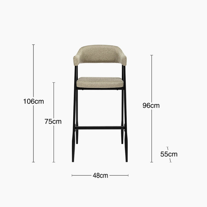 Presley Bar Stool | Latte Sustainable Fabric & Black