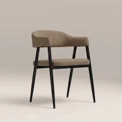 Presley Carver Dining Chair | Latte Sustainable Fabric & Black