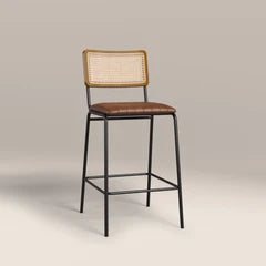 Willis Kitchen Stool | Vintage Tan Faux Leather & Black