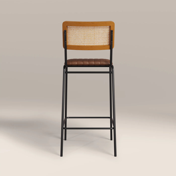 Willis Bar Stool | Vintage Tan Faux Leather & Black