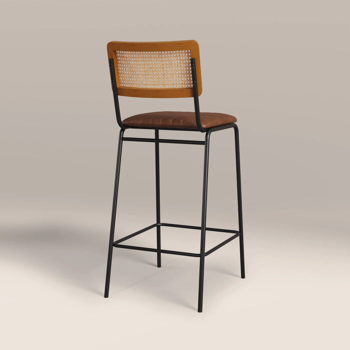 Willis Bar Stool | Vintage Tan Faux Leather & Black