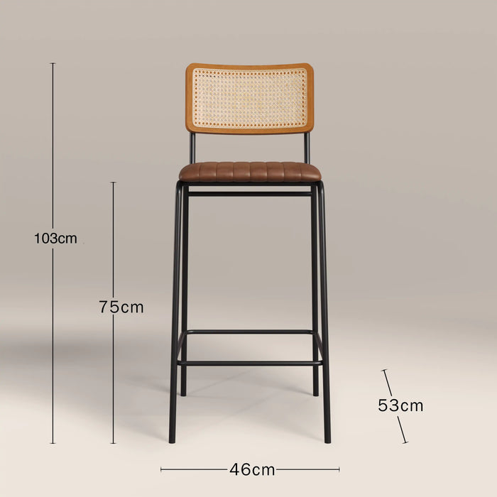 Willis Bar Stool | Vintage Tan Faux Leather & Black