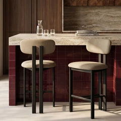 Arbor Kitchen Stool | Latte Sustainable Fabric & Black