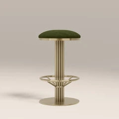 Rafferty Swivel Bar Stool | Olive Green Sustainable Velvet & Brass