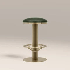 Rafferty Swivel Bar Stool | Vintage Green Faux Leather & Brass