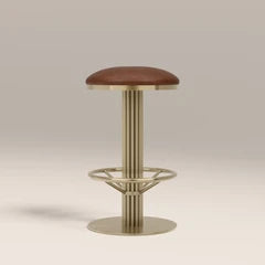 Rafferty Swivel Bar Stool | Vintage Tan Faux Leather & Brass