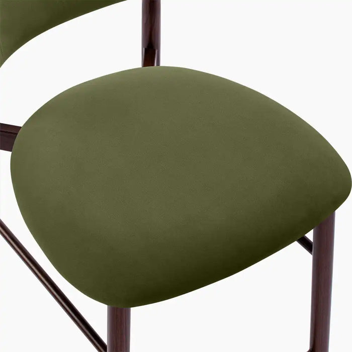 Halston Bar Stool | Olive Green Sustainable Velvet & Walnut
