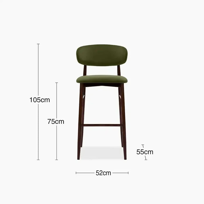 Halston Bar Stool | Olive Green Sustainable Velvet & Walnut