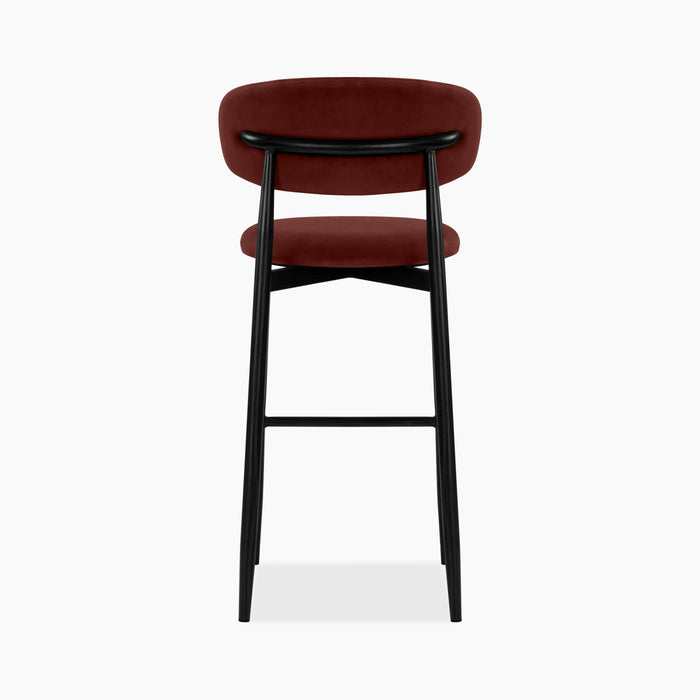 Halston Bar Stool | Rust Red Sustainable Velvet & Black