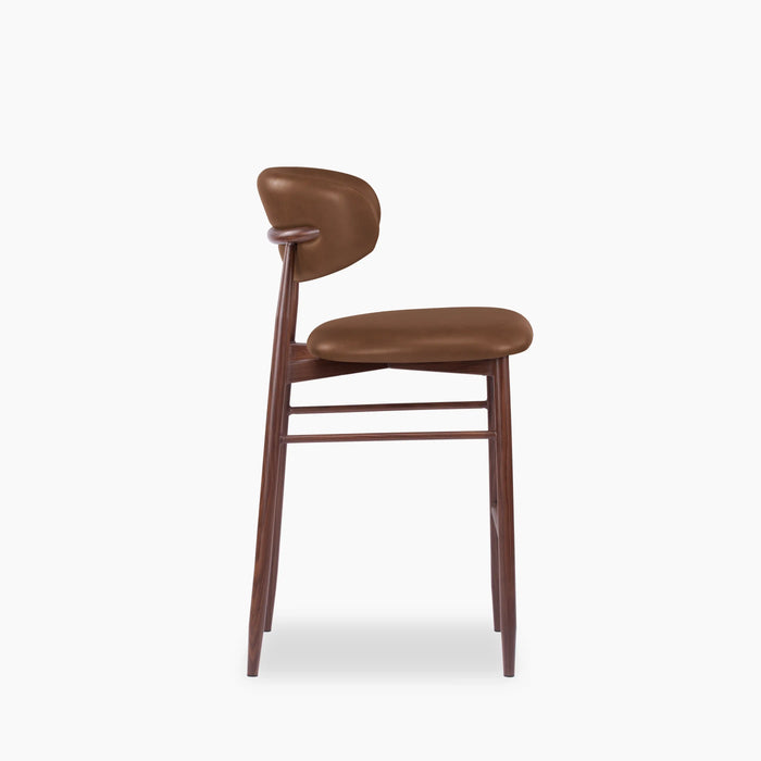Halston Kitchen Stool | Vintage Tan Faux Leather & Walnut