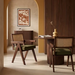 Cary Wooden Carver Dining Chair | Moss Green Sustainable Mohair Velvet & Walnut