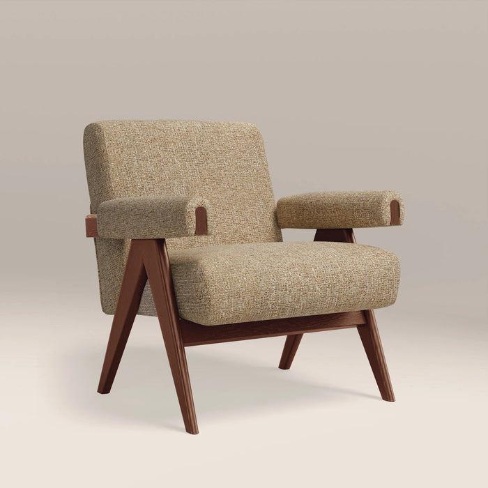 Cary Accent Chair Speckled Latte Boucle & Walnut