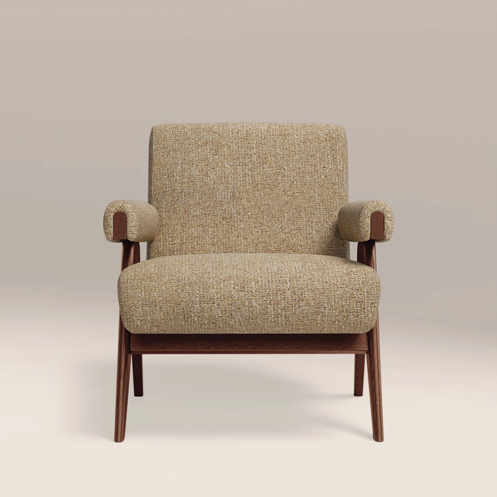 Cary Accent Chair Speckled Latte Boucle & Walnut