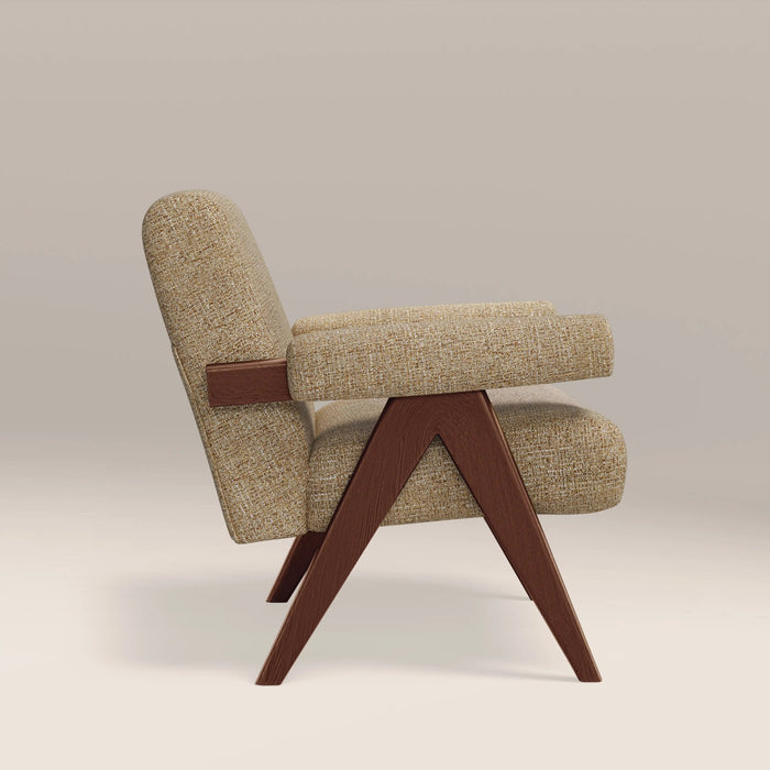 Cary Accent Chair Speckled Latte Boucle & Walnut