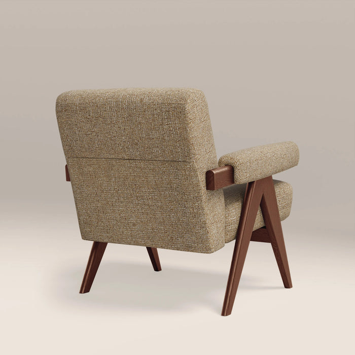 Cary Accent Chair Speckled Latte Boucle & Walnut