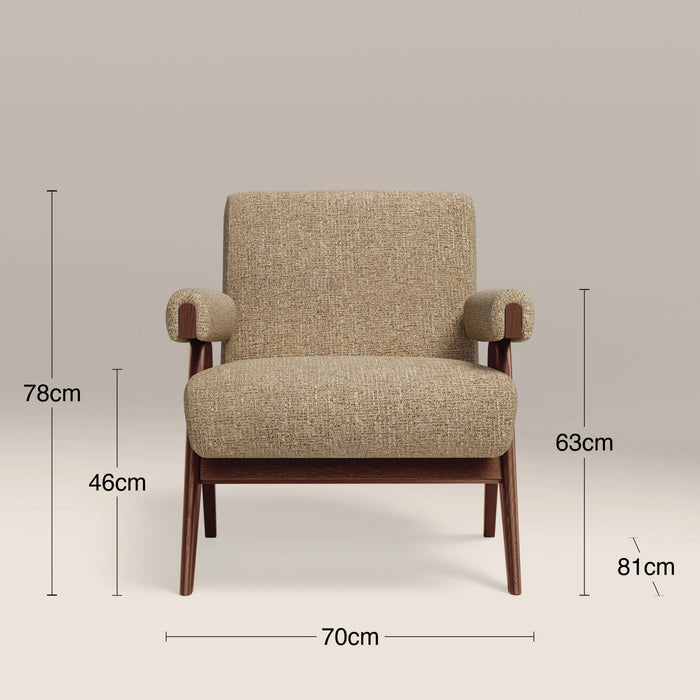 Cary Accent Chair Speckled Latte Boucle & Walnut
