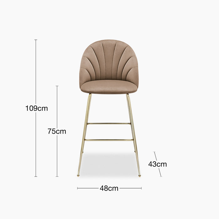 Sylvia Bar Stool | Taupe Sustainable Velvet