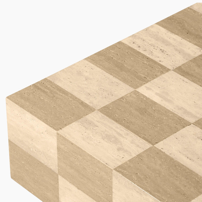 Checkmate Rectangle Coffee Table Natural Travertine