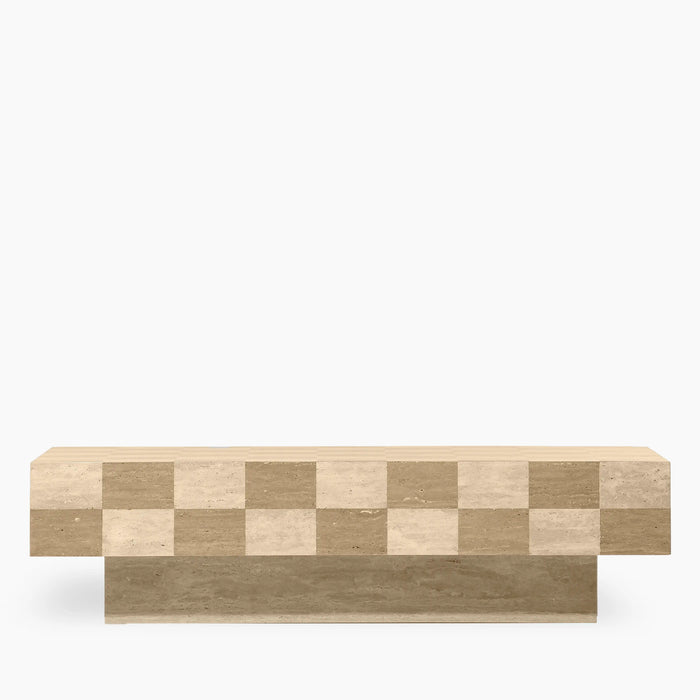Checkmate Rectangle Coffee Table Natural Travertine