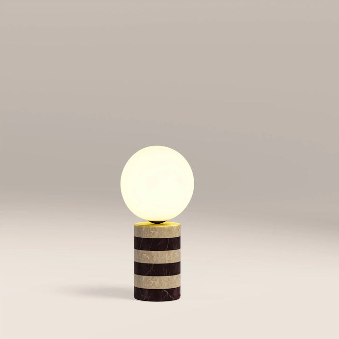Connely Table Lamp Dark Red Marble & Natural Travertine