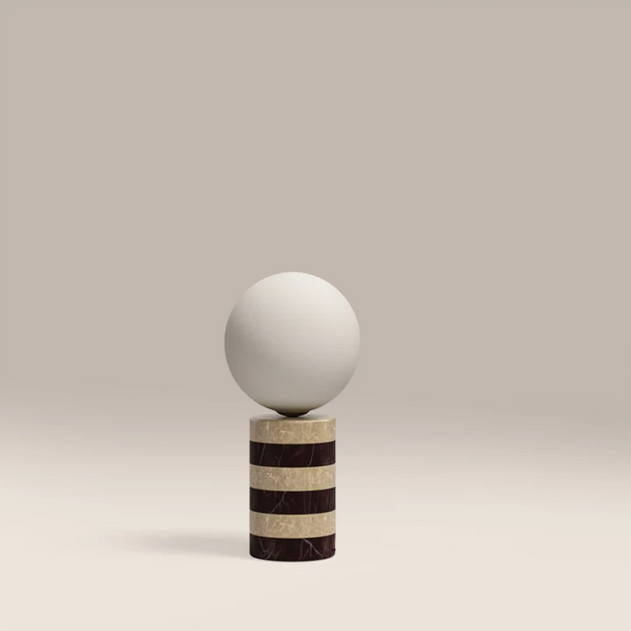 Connely Table Lamp Dark Red Marble & Natural Travertine