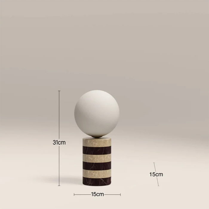 Connely Table Lamp Dark Red Marble & Natural Travertine