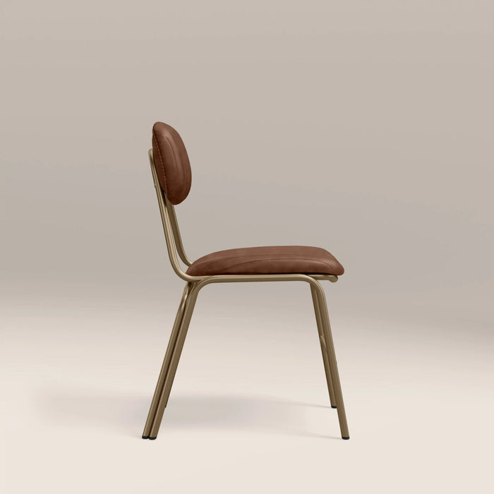Boston Dining Chair | Vintage Tan Faux Leather & Brass
