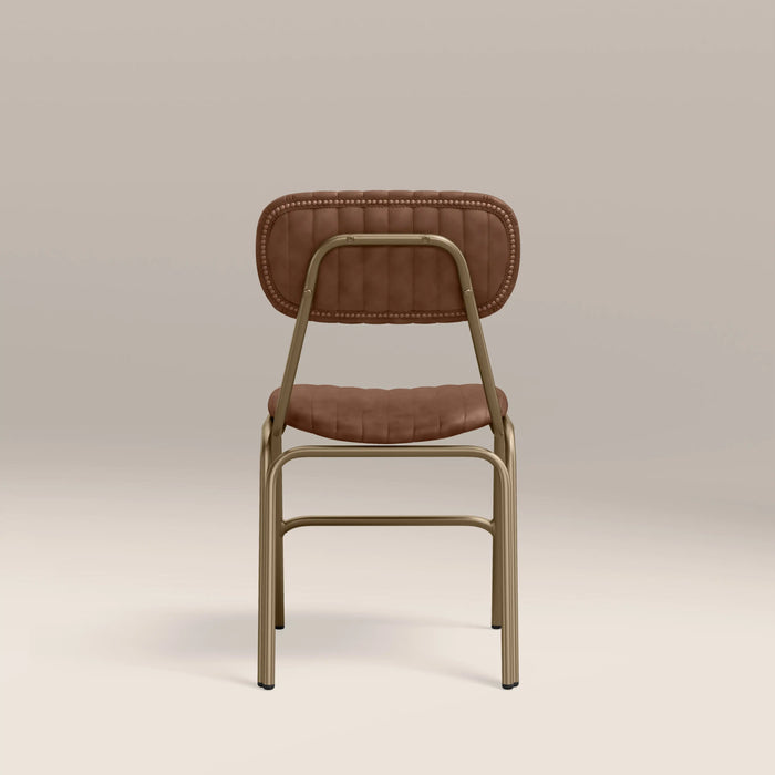 Boston Dining Chair | Vintage Tan Faux Leather & Brass
