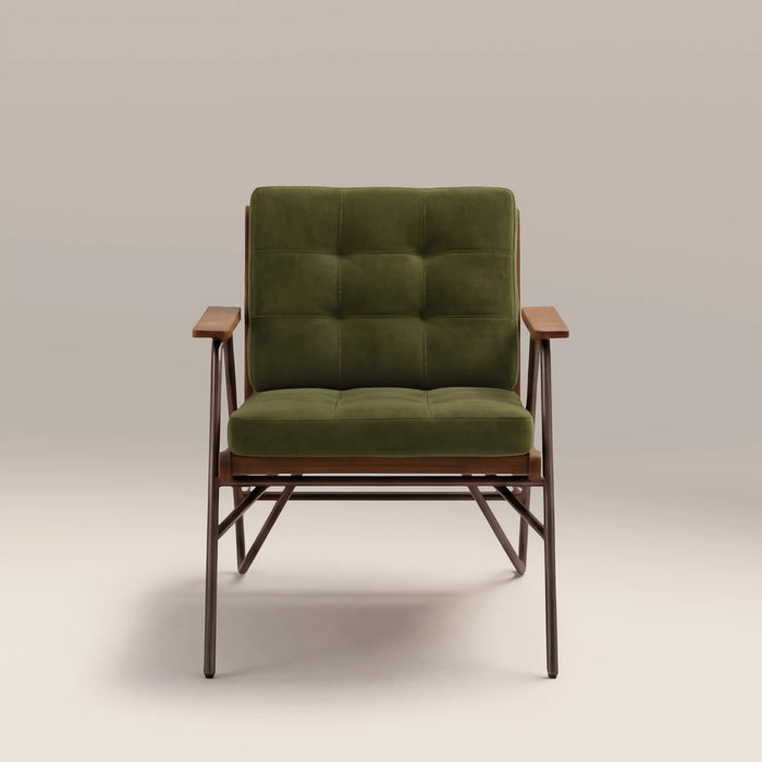 Aspen Accent Chair Olive Green Sustainable Velvet & Walnut