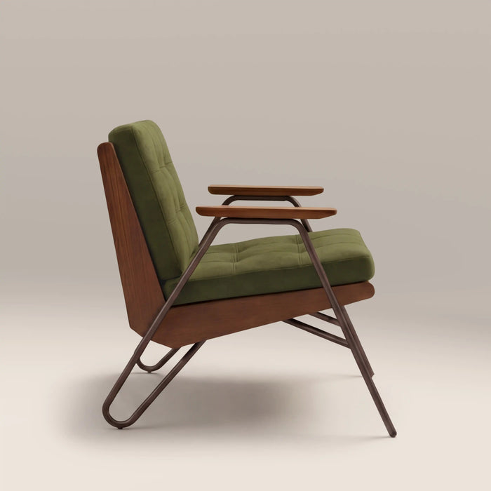 Aspen Accent Chair Olive Green Sustainable Velvet & Walnut