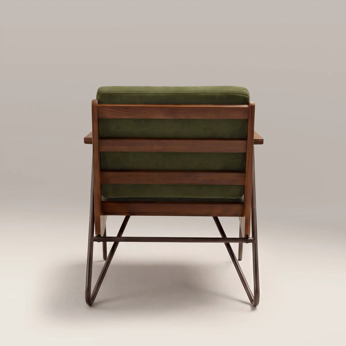 Aspen Accent Chair Olive Green Sustainable Velvet & Walnut