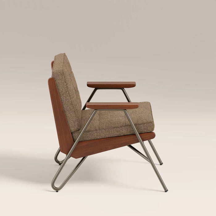 Aspen Accent Chair Speckled Cappuccino Boucle & Walnut