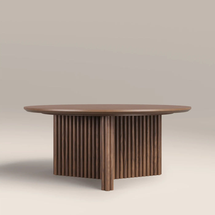 Caleb Round Wooden Coffee Table Walnut