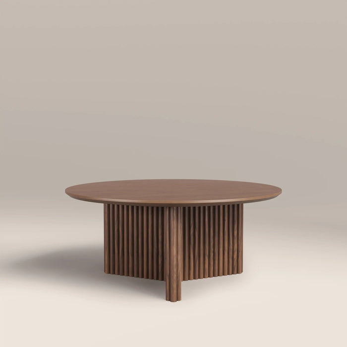 Caleb Round Wooden Coffee Table Walnut