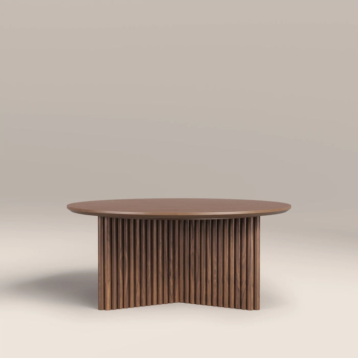 Caleb Round Wooden Coffee Table Walnut