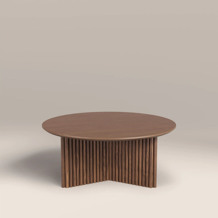 Caleb Round Wooden Coffee Table Walnut