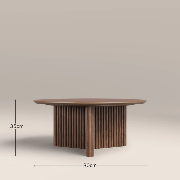 Caleb Round Wooden Coffee Table Walnut
