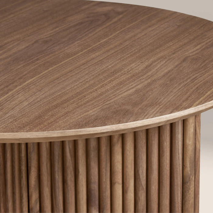 Caleb Round Wooden Coffee Table Walnut