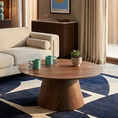 Finnley Oval Wooden Coffee Table | Walnut