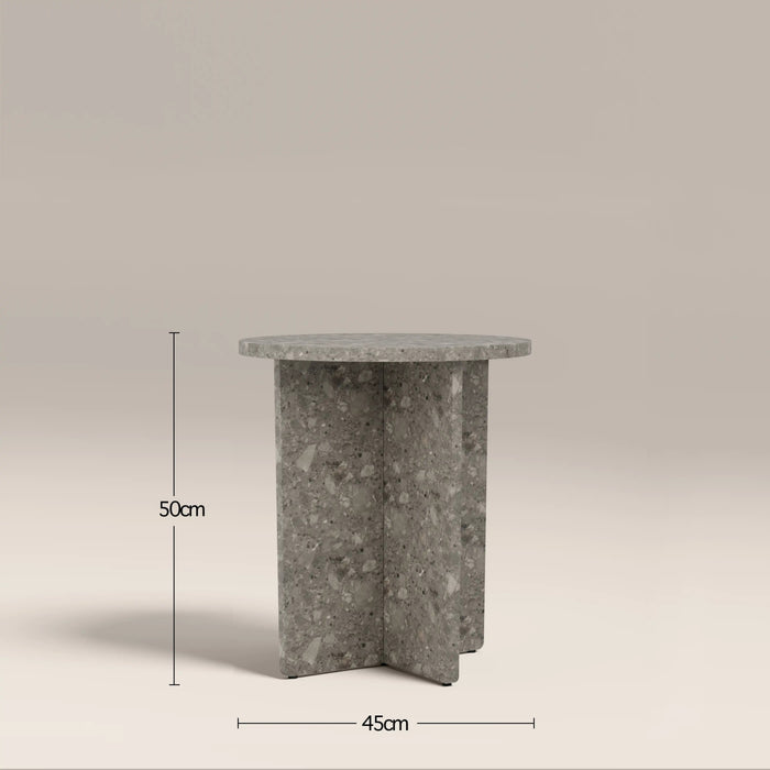 Wedge Round Side Table Cloud Grey Riverstone Marble