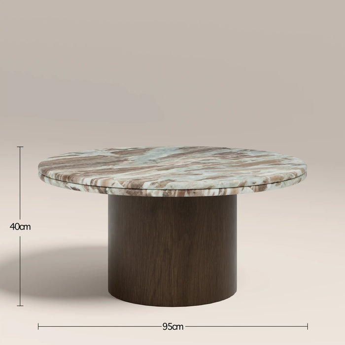 Bond Round Coffee Table French Riviera Marble & Walnut