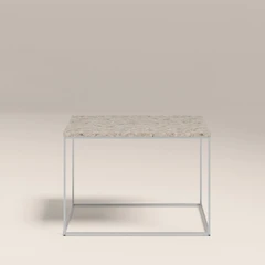 Root Square Side Table | Latte Riverstone Marble