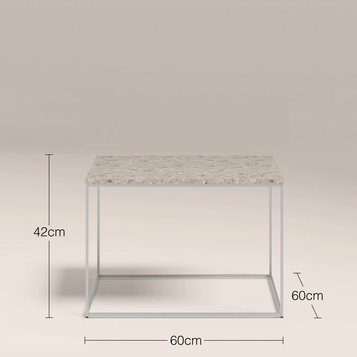 Root Square Side Table Latte Riverstone Marble
