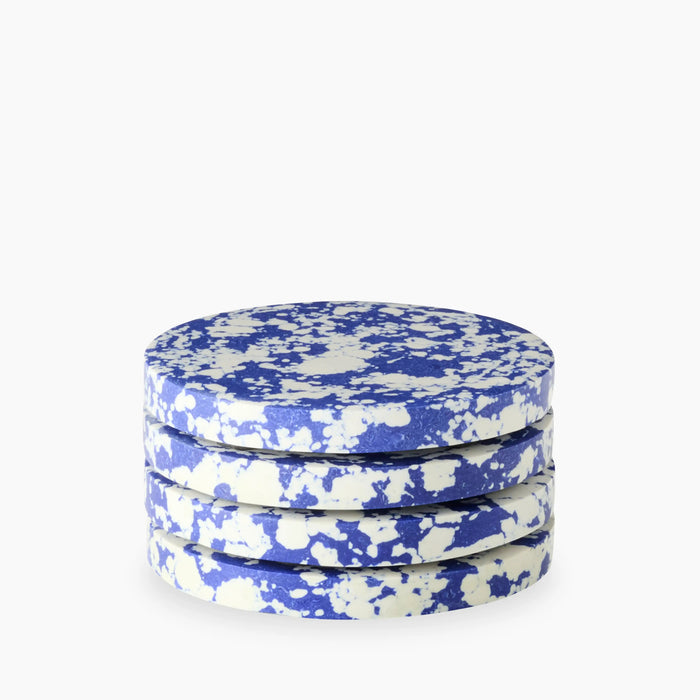 Rock Set of 4 Round Coasters Cobalt Blue