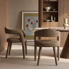 Ophelia Carver Dining Chair | Speckled Cappuccino Boucle