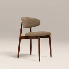 Halston Wooden Dining Chair | Speckled Cappuccino Boucle & Walnut