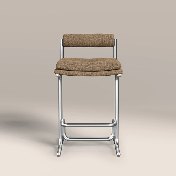 Wilbur Kitchen Stool | Speckled Cappuccino Boucle & Brushed Chrome