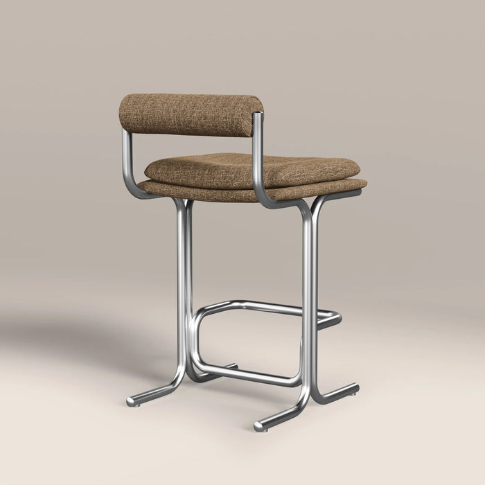 Wilbur Kitchen Stool | Speckled Cappuccino Boucle & Brushed Chrome